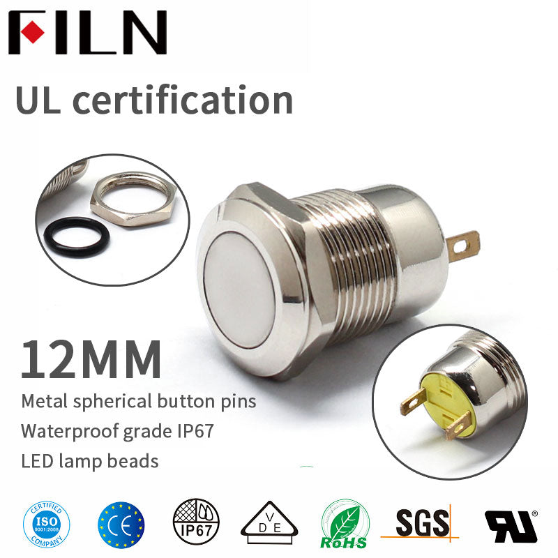 12MM 12V Momentary Waterproof ip67 Push Button Switch ON-OFF push button