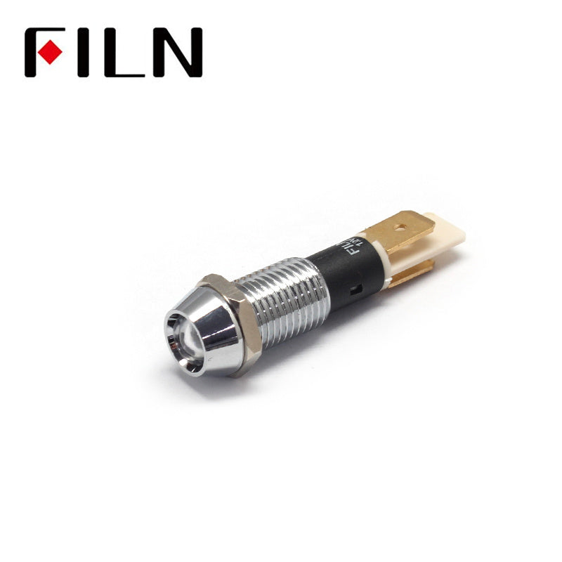 10mm 3V LED Metal IP67 Signal Red Indicator Light White