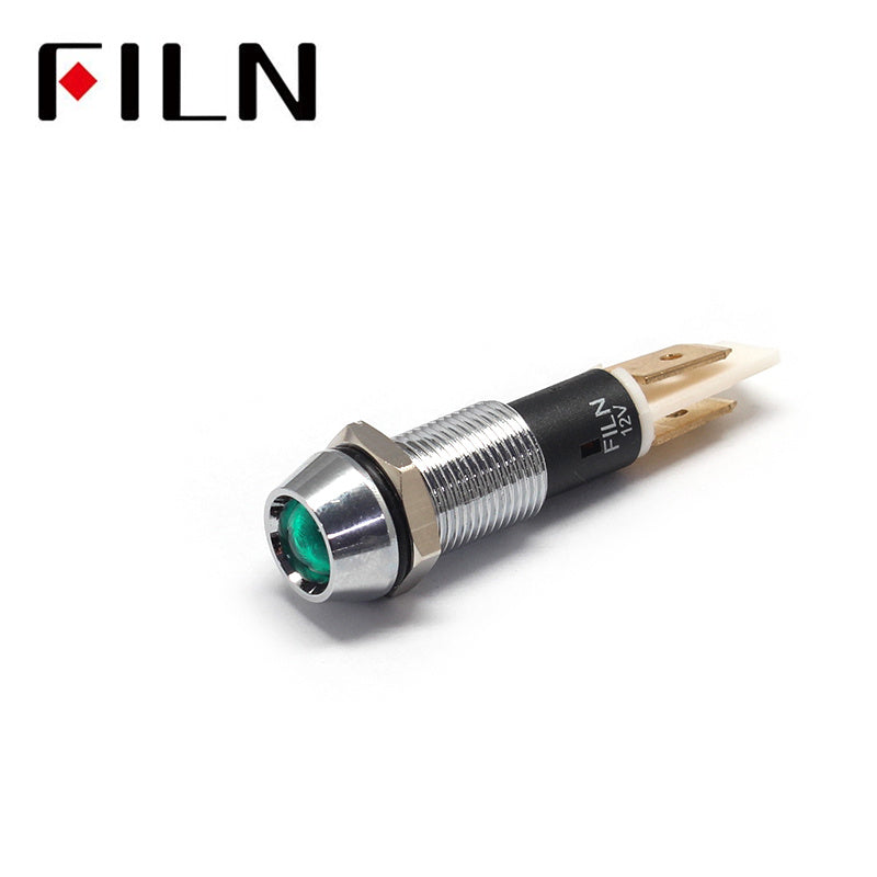 10mm 3V LED Metal IP67 Signal Red Indicator Light Green