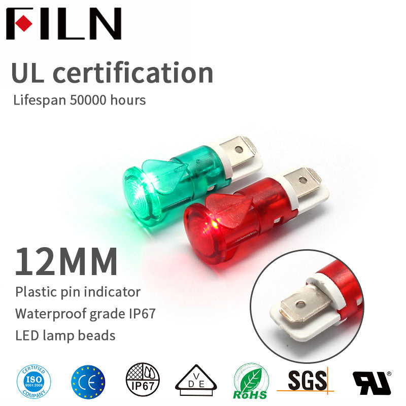 Luz indicadora de plástico led ip12 de 12 mm y 67 v