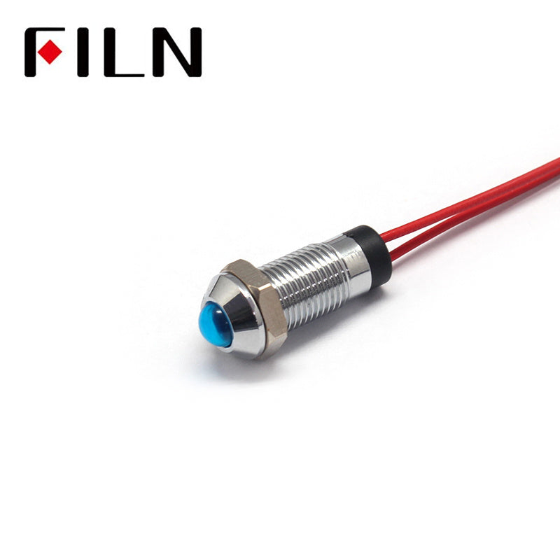 8mm IP65 Red LED Metal Signal 12 Volt Indicator Light for Bike Blue