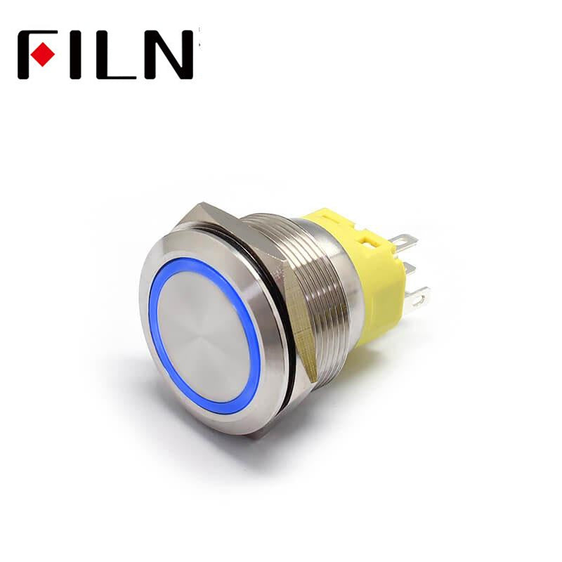 25MM 5PIN Stainless Steel Metal Push Button Switch IP67 Push Button Light Switch Blue