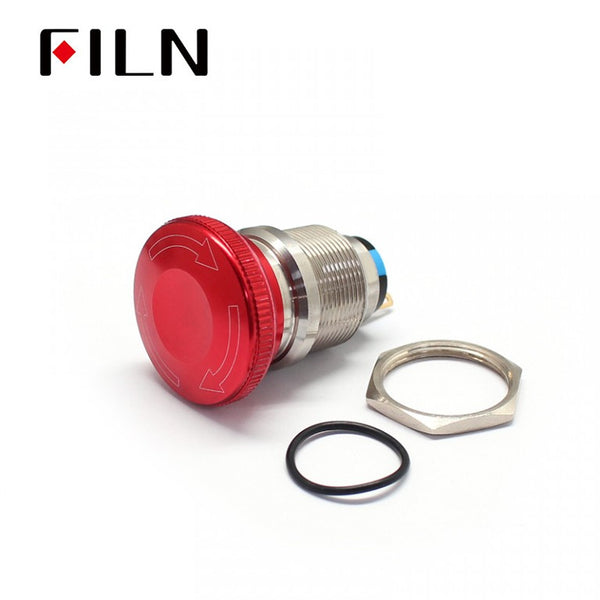 22MM Waterproof Filn Mmetal Emergency Stop Push Button Red