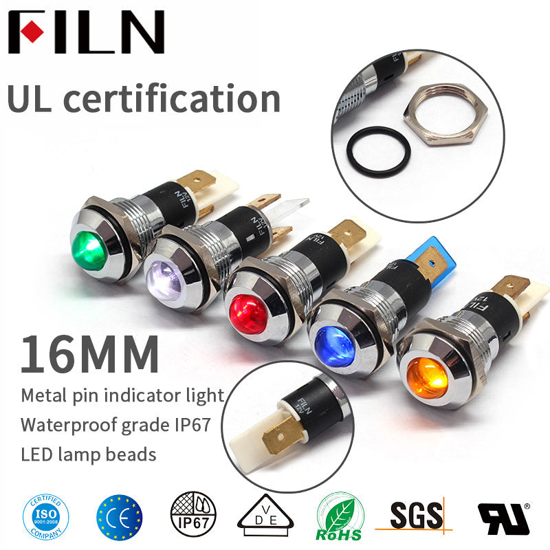 Luz indicadora de piloto de metal LED IP16 de 5 mm y 8/67 pulgadas
