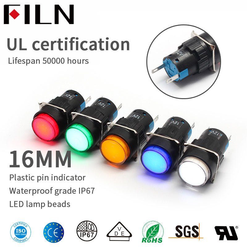 16mm 380v Distribution box plasitc blue indicator light