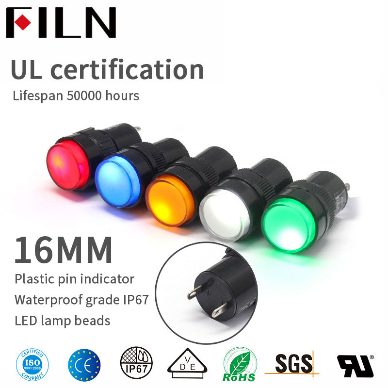 Luz indicadora de plástico de caja de distribución led de 16 mm y 220 v