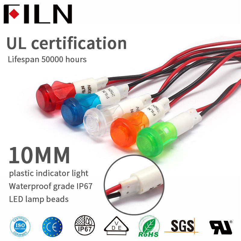 Lampe témoin en plastique pour machine à café 10mm 220v