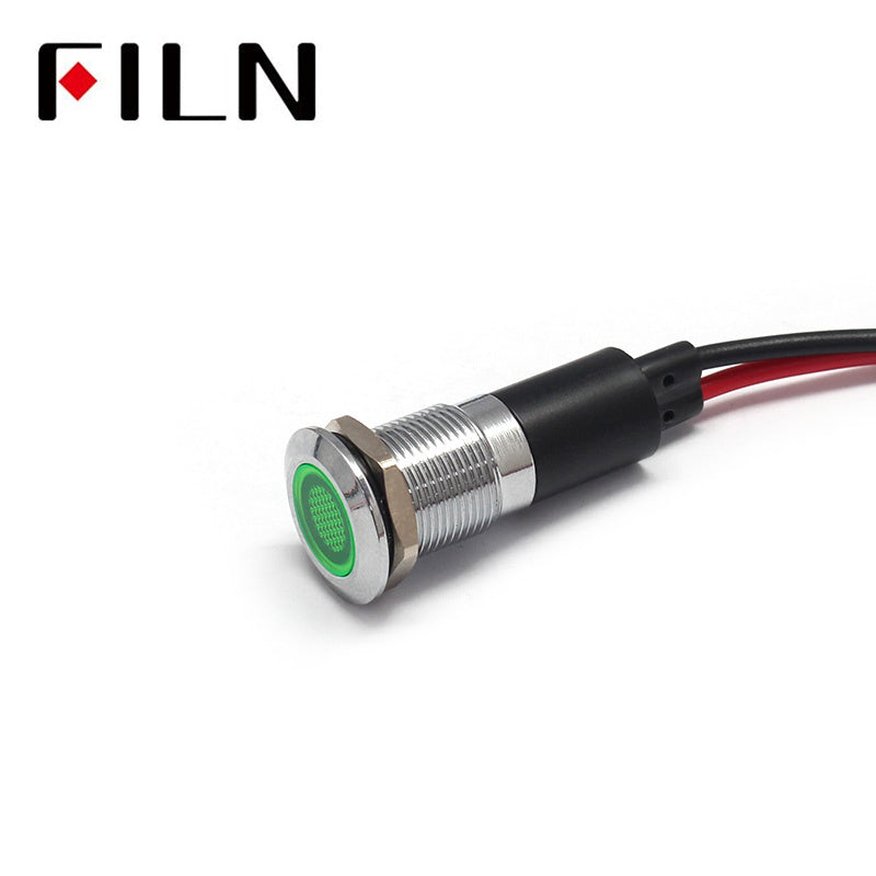 12MM 12V Metal Red LED Indicator Light Green