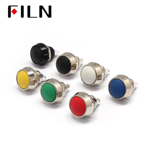 12MM Momentary Metal Round Vandal Resistant Push Button Switches Colour