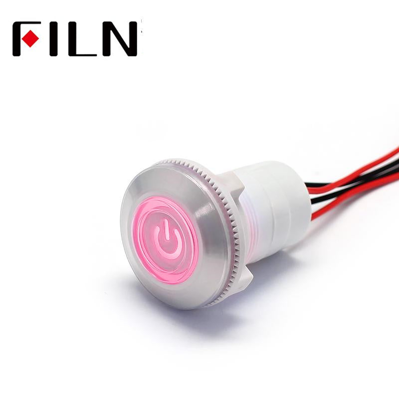 22mm Plastic Push Button Switch power mark locking and Momentary switch Pink