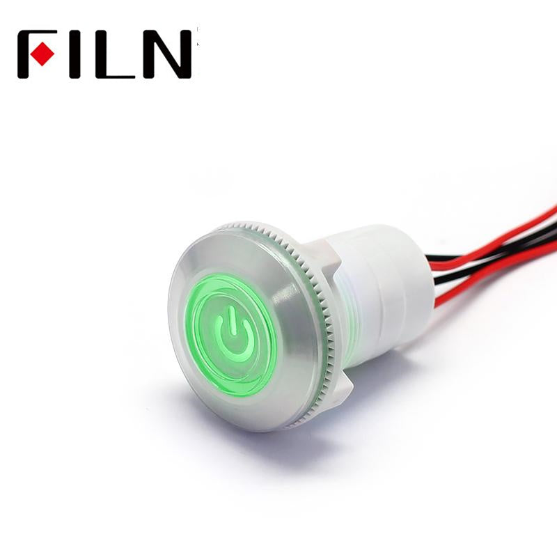 22mm Plastic Push Button Switch power mark locking and Momentary switch Green