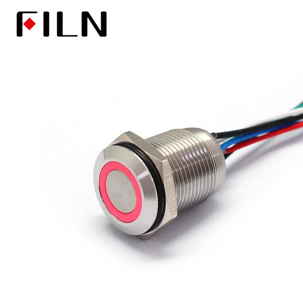 16MM 12V IP68 Green Bule Interruptor de botón LED de tres colores