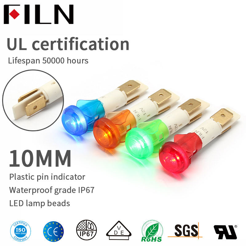 10mm 380v bombilla de neón ip67 luz indicadora de plástico individual
