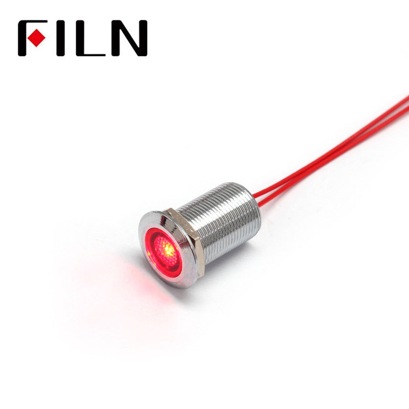 12MM Metal 240V LED Indicator Light With Wire Red