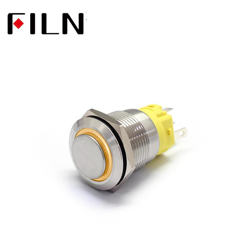 19MM RED Green Blue Three Color 12V Push Button Switch Yellow